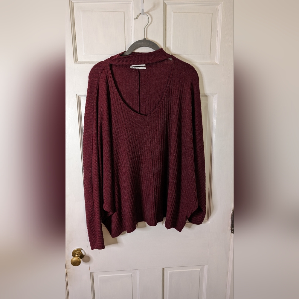 Urban Outfitters Maroon Collar Neck Oversized Knit Top Size Medium - Picture 1 of 8